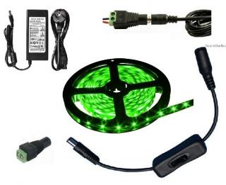 Light LED pásek 5050 60LED/m IP65 14.4W/m zelená, 5 metrů, komplet s vypínačem (LED pásek komplet 5050 72W 5 metrů)