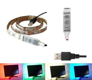 Light LED pásek 5V USB SMD3528 60LED/1m IP65 RGB, 1metr, 3keys (Voděodolný LED pásek RGB 1 metr s USB )