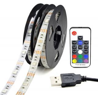 Light LED pásek 5V USB SMD5050 30LED/1m, IP65, RGB, 0,5metru, 17 DO (LED pásek RGB 0,5 metru s USB )