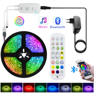 Light LED pásek Bluetooth music 5050 60LED/m IP65 14,4W/m RGB, 5m, komplet 3A (LED pásek multicolor 5 metrů komplet )