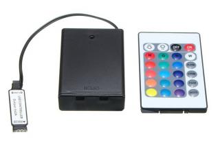 Napájecí bateriová jednotka pro RGB LED pásek dálkový ovladač (Napájení LED pásku 5V z baterie na DO)
