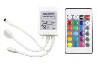 RGB kontroler pro 2 LED pásky 12V - 24 tlačítek (Dálkový ovladač a přijímač k multicolor LED pásku)