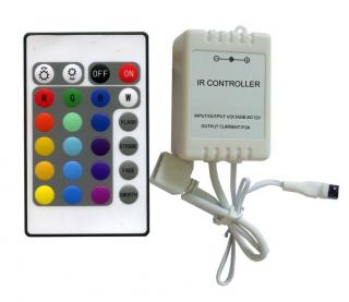 RGB kontroler pro LED pásky 12V - 24 tlačítek (Dálkový ovladač a přijímač k multicolor LED pásku)