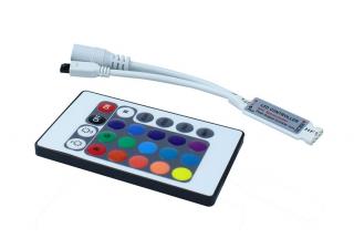 RGB kontroler pro LED pásky 12V - 24 tlačítek mini (Dálkový ovladač a přijímač k multicolor LED pásku)