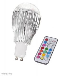 RGB LED žárovka GU10 5W color + dálk.ovl. (Barevná LED žárovka GU10 s dálkovým ovládáním)