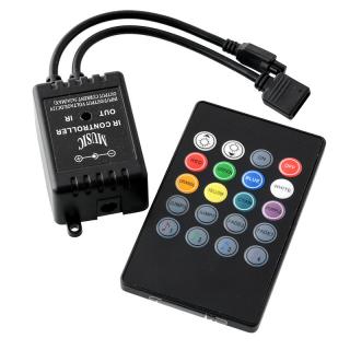RGB zvukový ovladač pro LED pásky 12V  (Dálkový ovladač music k multicolor LED pásku)