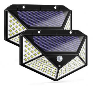Solar 100/2 Zahradní světlo s pohybovým čidlem 100 LED set 2 kusů (Solární LED světlo s PIR čidlem)