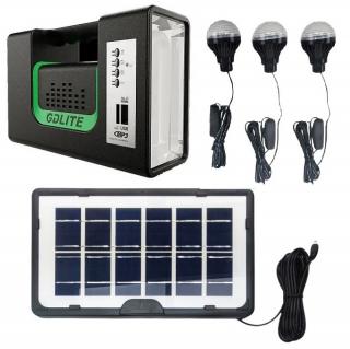 Solar GD10 Solární nabíječka, LED osvětlení, Powerbanka, radio, Bluetooth (Solární multifunkční zařízení )