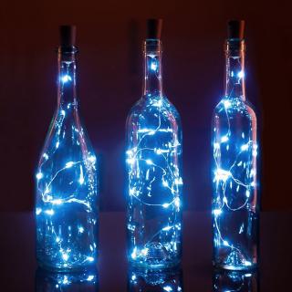 Solární osvětlení uzávěru lahve 2metry/20LED čistá bílá (Solární osvětlení uzáveru láhve)