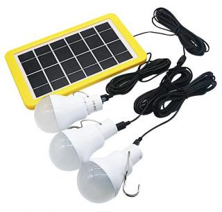 Solární přenosné osvětlení 3x LED žárovka (3x Solární žárovka + solární panel)