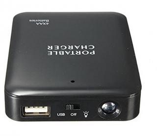USB bateriový box, černý (USB 5V Box na 4 AA baterie )