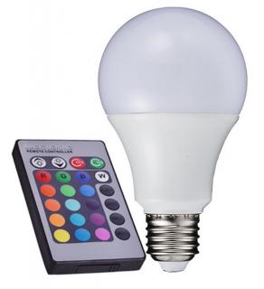 Žárovka LED E27 RGB 7W + dálk.ovl. (LED žárovka multicolor + bílá)