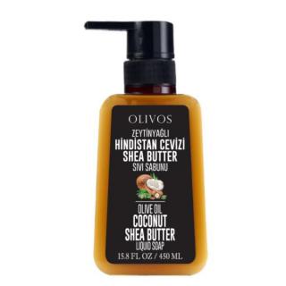OLIVOS Tekuté mýdlo s extra panenským olivovým olejem a vůní  BAMBUCKÉ MÁSLO A KOKOS  450 ml