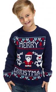 Dětský vánoční svetr tmavě modrý