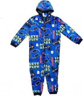 Fleecový overal Gaming modrý