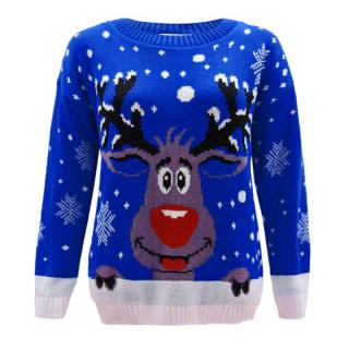 Vánoční svetr Rudolf modrý