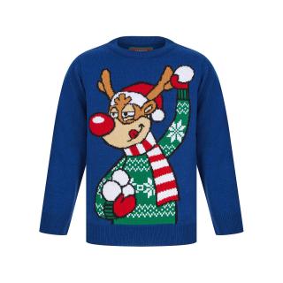 Vánoční svetr s Rudolfem modrý
