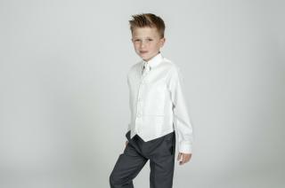 Vesta, košile, kalhoty kravata - chlapecký společenský komplet  ivory