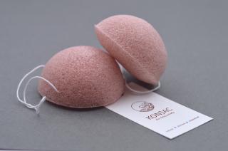 Konjac Obličejová houba - Růžový francouzský jíl Polokoule