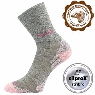 Dětské MERINO ponožky se stříbrem Voxx IRIZARIK - šedo růžové 20-24