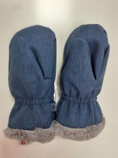 Softshellové rukavice s KOŽÍŠKEM - modrý melír 3
