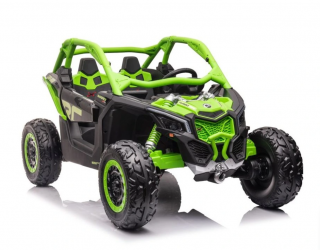 Dětská elektrická buggy Can-am Maverick X RS TURBO RR Model 2024 LCD+4x200w 2x24V - zelená  Dálkové ovládání v ceně