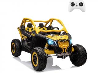 Dětská elektrická buggy Can-am Maverick X RS TURBO RR Model 2024 LCD+4x200w 2x24V - žlutá  Dálkové ovládání v ceně