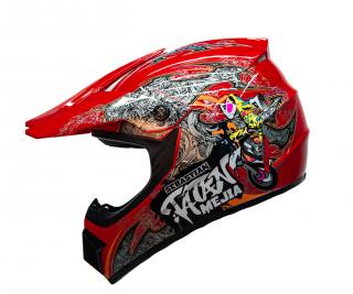 Dětská motocross helma Mejia - Červená Velikost: XL (59 - 61 cm)