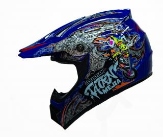 Dětská motocross helma Mejia - Modrá Velikost: XS (51 - 52 cm)