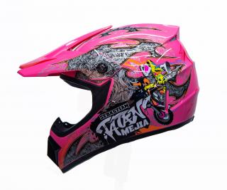 Dětská motocross helma Mejia - Růžová Velikost: L (57 - 58 cm)