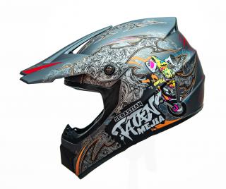 Dětská motocross helma Mejia - Šedá Velikost: XS (51 - 52 cm)