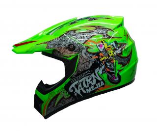Dětská motocross helma Mejia - Svítivě Zelená Velikost: XS (51 - 52 cm)