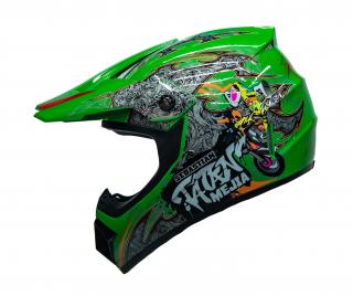 Dětská motocross helma Mejia - Zelená Velikost: XL (59 - 61 cm)