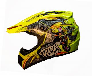Dětská motocross helma Mejia - Žlutá Velikost: S (53 - 54 cm)