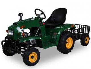 ZAHRADNÍ TRAKTOR S PŘÍVĚSEM 110CCM-Zelený  Model 2024 prodloužená zadní náprava pro lepší stabilitu