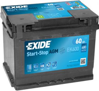 EXIDE Start/stop AGM EK 600 12V 60Ah 680A (AGM EK 600)