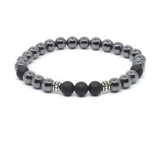 Mijabijoux Náramek z minerálů onyx a hematit MB00174
