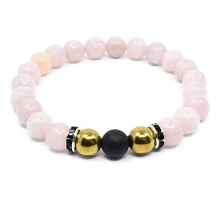 Mijabijoux Náramek z minerálů růženín, hematit a onyx MB00141