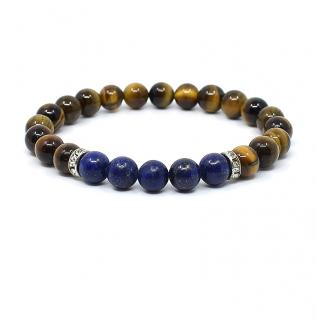 Mijabijoux Náramek z minerálů tygří oko a lapis lazuli MB00236