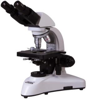 Binokulární mikroskop Levenhuk MED 20B (Zvětšení: 40–1000x. Binokulární hlava, polorovinné achromatické objektivy, Abbeho kondenzor s irisovou clonou a držákem filtru)