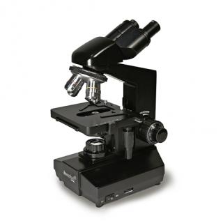 Biologický binokulární mikroskop Levenhuk 850B (Binokulární hlavice. Revolverový nosič: 4 objektivy. Zvětšení: 40-2000 x. Zabudovaný kondenzor pro pozorování v temném poli)
