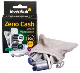 Kapesní mini mikroskop Levenhuk Zeno Cash ZC4 (Přenosný mikroskop s LED osvětlením a UV světlem. Zvětšení: 60x)