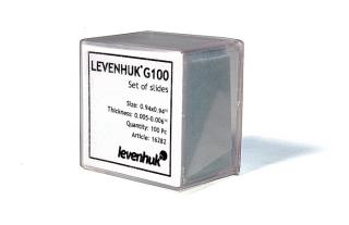 Krycí sklíčka Levenhuk G100, 100 ks (Rozměry: 24 x 24mm / Tloušťka: 0,13 - 0,17mm.)