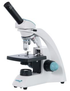 Monokulární mikroskop Levenhuk 500M (Zvětšení: 40–400x. Monokulární hlava, achromatické objektivy, halogenové osvětlení s kolektorem)