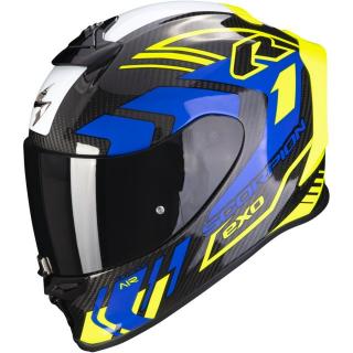 Moto přilba SCORPION EXO-R1 EVO CARBON AIR SUPRA černo-neonově žluto-modrá Velikost: XL