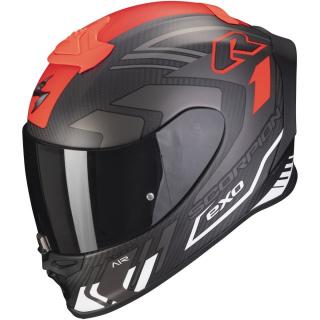 Moto přilba SCORPION EXO-R1 EVO CARBON AIR SUPRA matná černo-stříbrno-bílá Velikost: XL