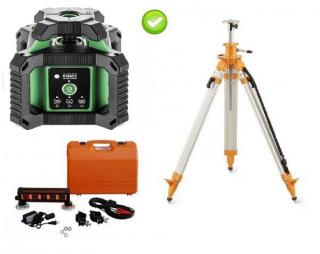 Rotační laser ADA Rotary 400 HVG - zelený paprsek - sada s příjímačem pro zemní stroje a stativ