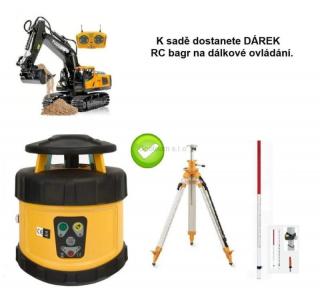 Rotační laser FKD FRE-205G s dárkem - zelený paprsek + stativ s klikou + lať