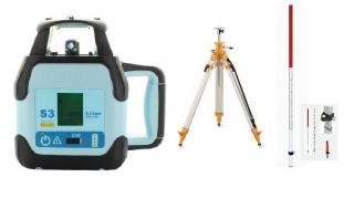 Rotační laser Hedü S3 sklonový + stativ s klikou a lať