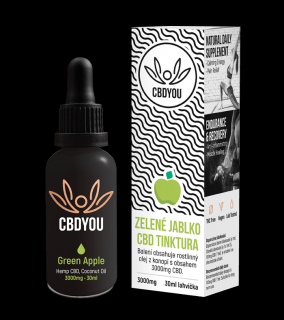 CBD You CBD tinktura 3000mg (10%) různé příchutě Obsah CBD: 3000mg, Příchuť: Zelené jablko